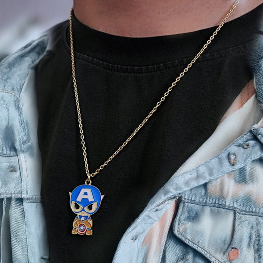 Men Captain America Chain Necklace
