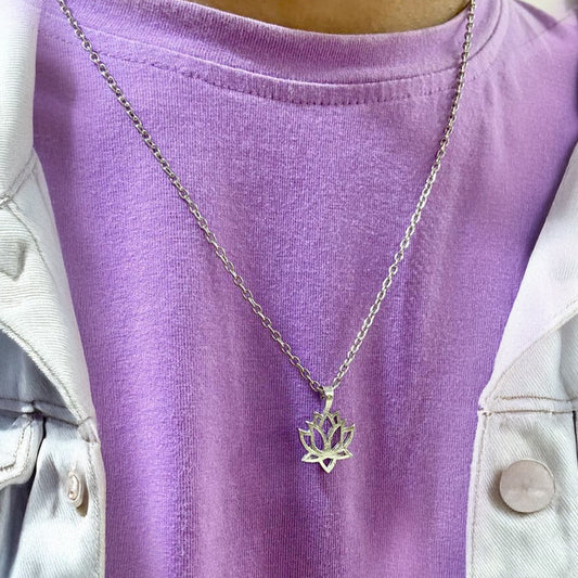 Men Lotus Silver Chain Necklace