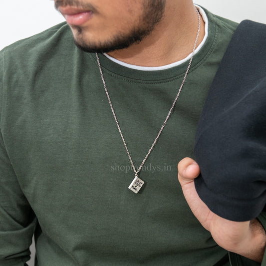 Men Book Silver Chain Necklace