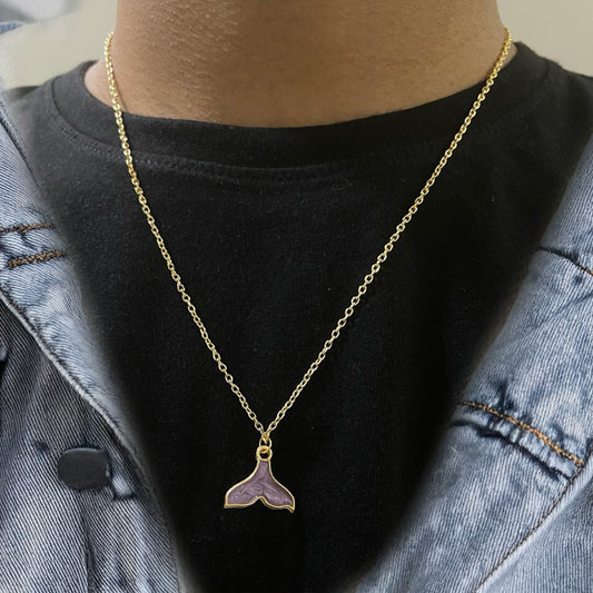 Men Purple Mermaid Tail Chain Necklace