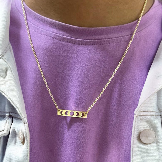 Men Phases of Moon Golden Chain Necklace