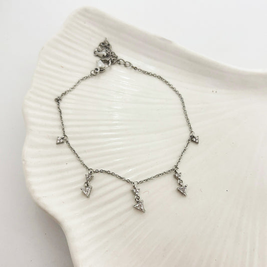 Triangle Charm Silver Bracelet (Anti Tarnish)
