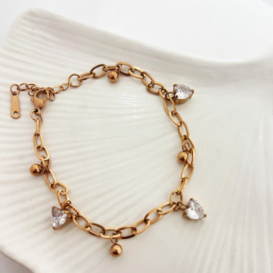 Heart Charm Bracelet (Anti Tarnish)