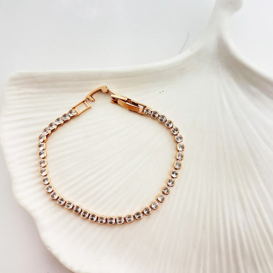 Tennis Golden Bracelet (Anti Tarnish)
