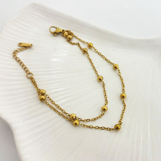 Ball Layered Golden Bracelet (Anti Tarnish)