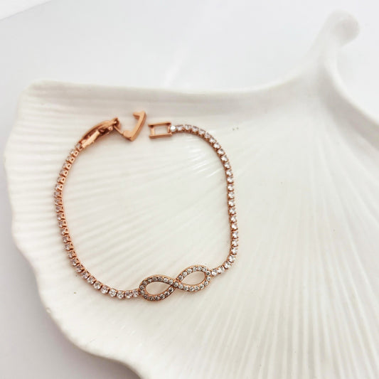 Tennis Infinity Rose Gold Bracelet (Anti Tarnish)