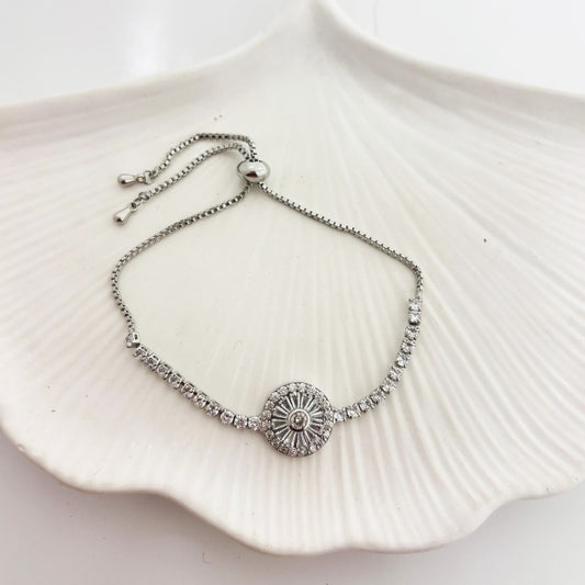 Tennis Spinner Silver Bracelet (Anti Tarnish)