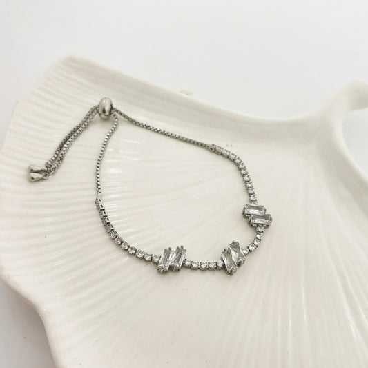 Rectangle Tennis Silver Bracelet (Anti Tarnish)