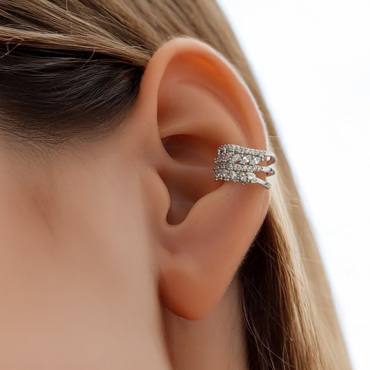 Four Layered Stone Silver Earcuffs (Single Piece)