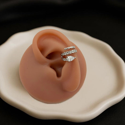 Three Layered Heart Silver Earcuffs (Single Piece)