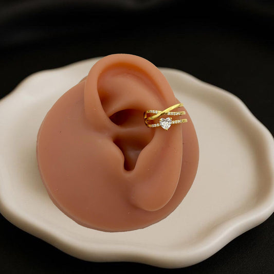 Cross Heart Golden  Earcuffs (Single Piece)