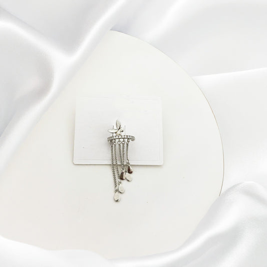 Butterfly Chain Hanging Silver Earcuffs (Single Piece)