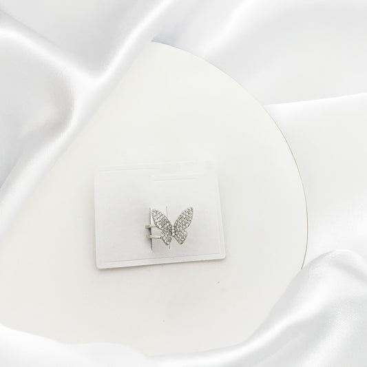 Diamond Butterfly Silver Earcuffs (Single Piece)