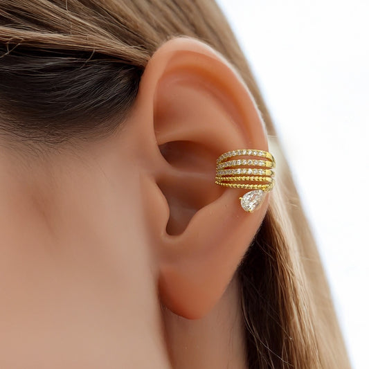 Five Layered Diamond Drop Hanging Earcuffs (Single Piece)