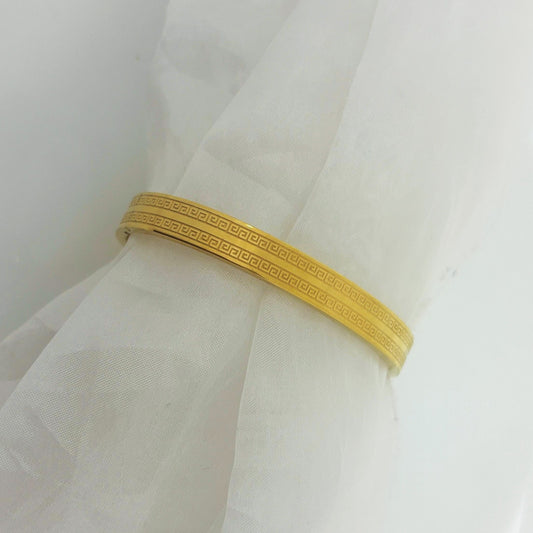 Double Zigzag Tribal Golden Men Kada