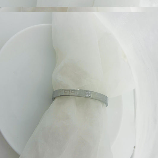 Diamond Tribal Silver Men Kada