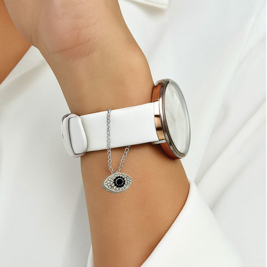 Diamond Evil Eye Silver Watch Charm