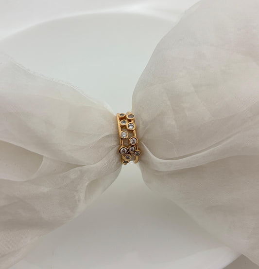 Rose Gold Diamond Layered Women Ring (Adjustable) (Size 18)