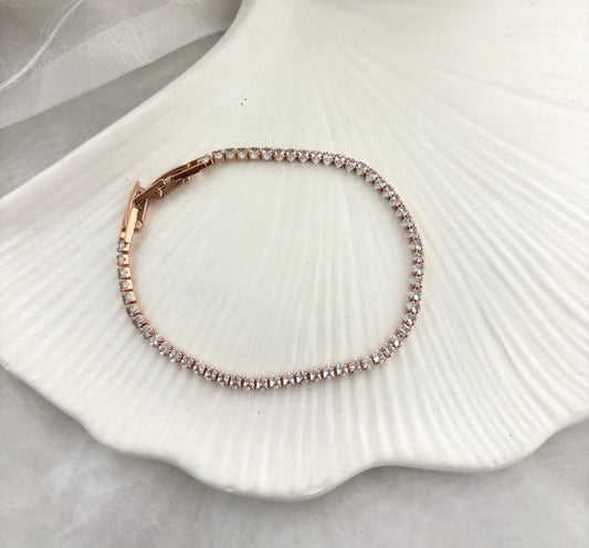 Rose Gold Drop Tennis Women Bracelet (Anti Tarnish)