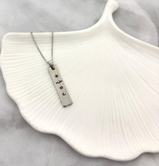 Solar System Bar Necklace (Anti Tarnish) (Unisex)