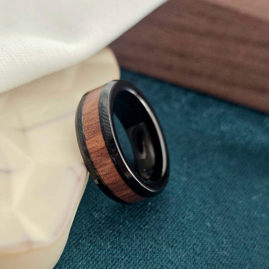 Men Wooden Style Band Ring (Anti Tarnish)