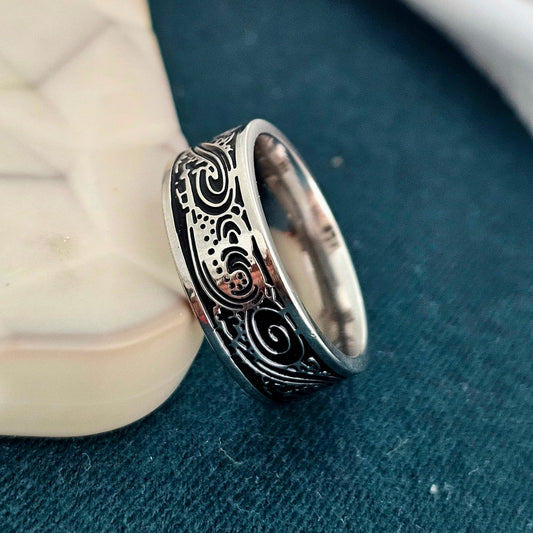 Men Stary Night Band Ring (Anti Tarnish)