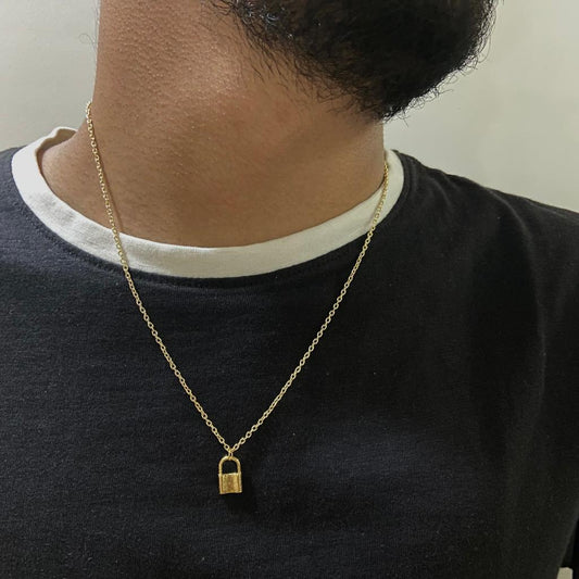 Men Mini Lock Chain Necklace