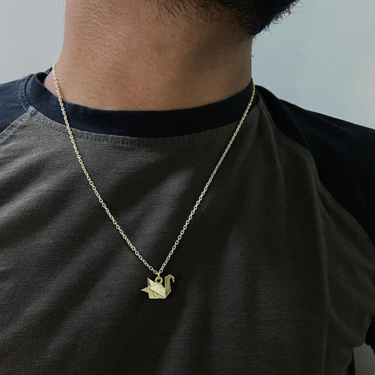 Men Origami Swam Chain Necklace