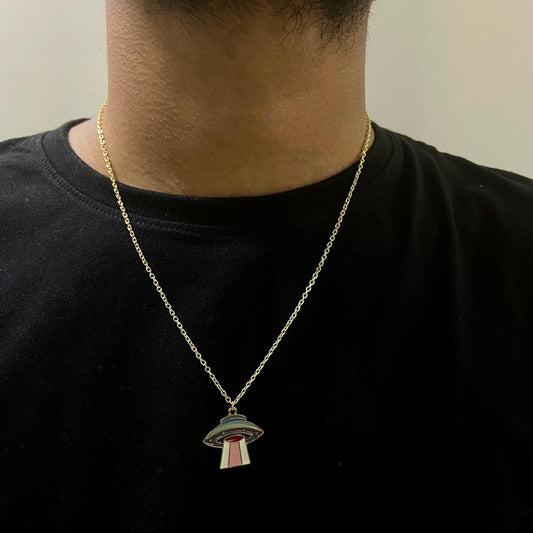 Men Spaceship Chain Necklace