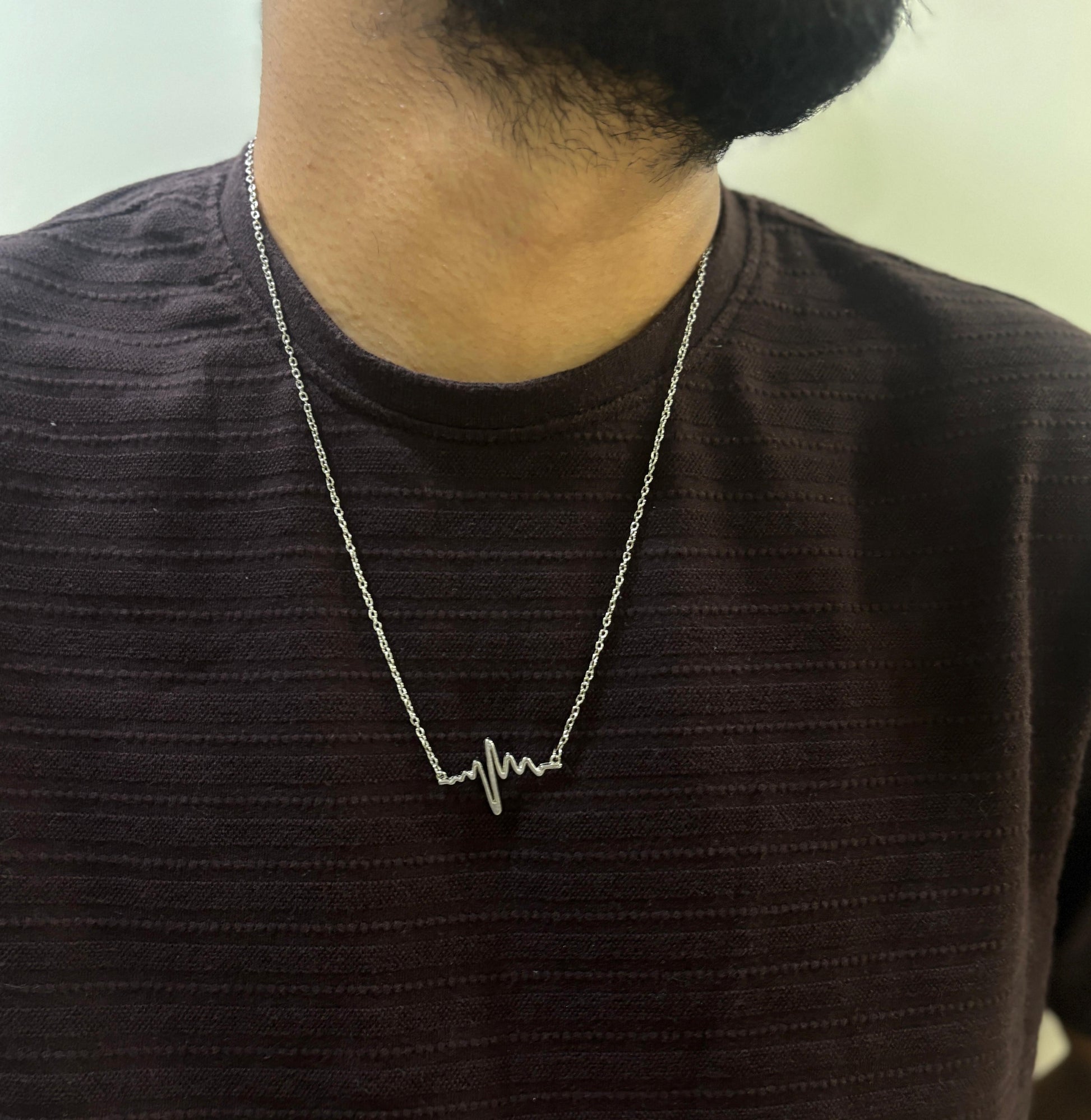 Men Heartbeat Chain Necklace - Nimé By Shop Trendys
