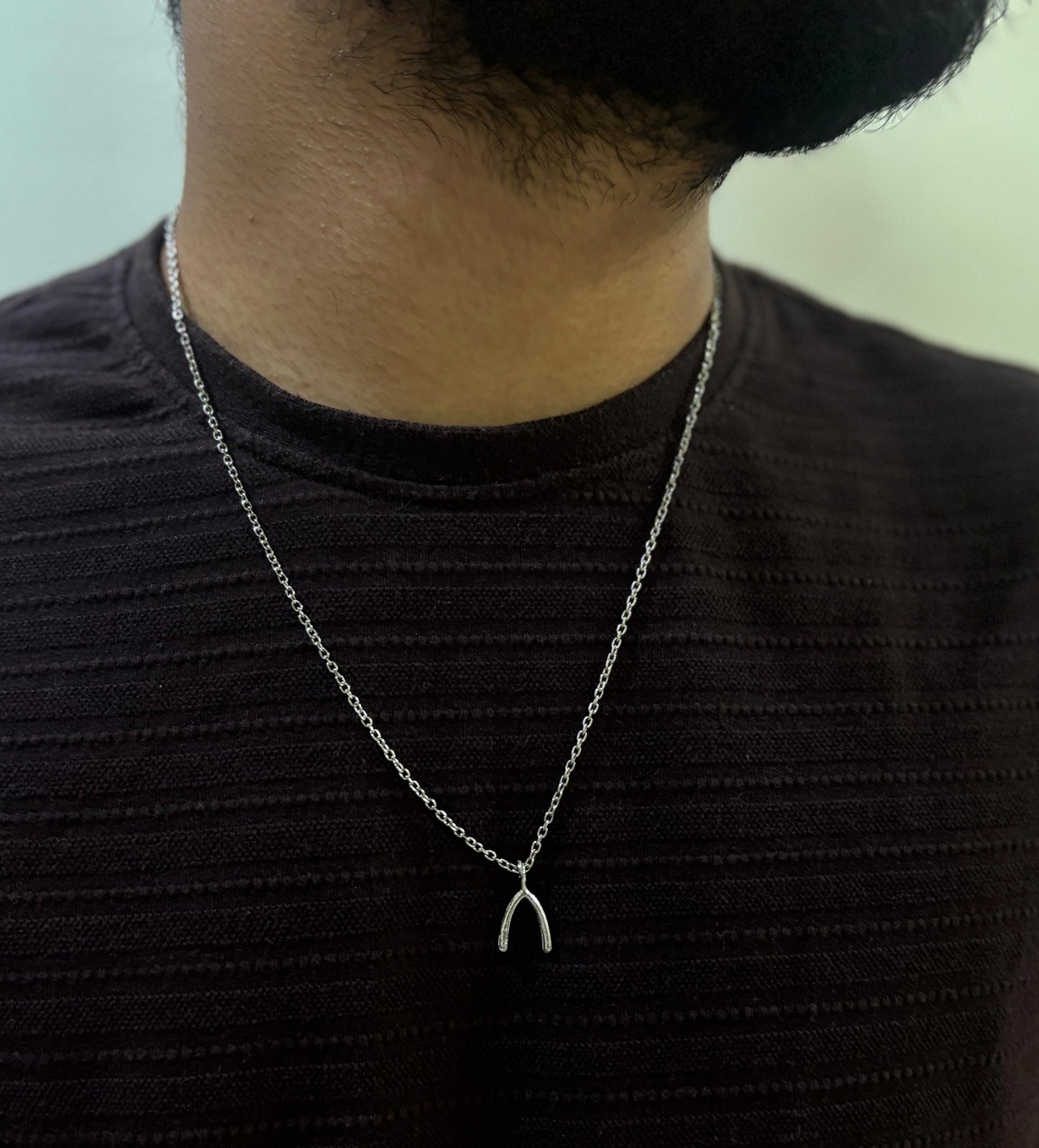 Men Wishbone Chain Necklace