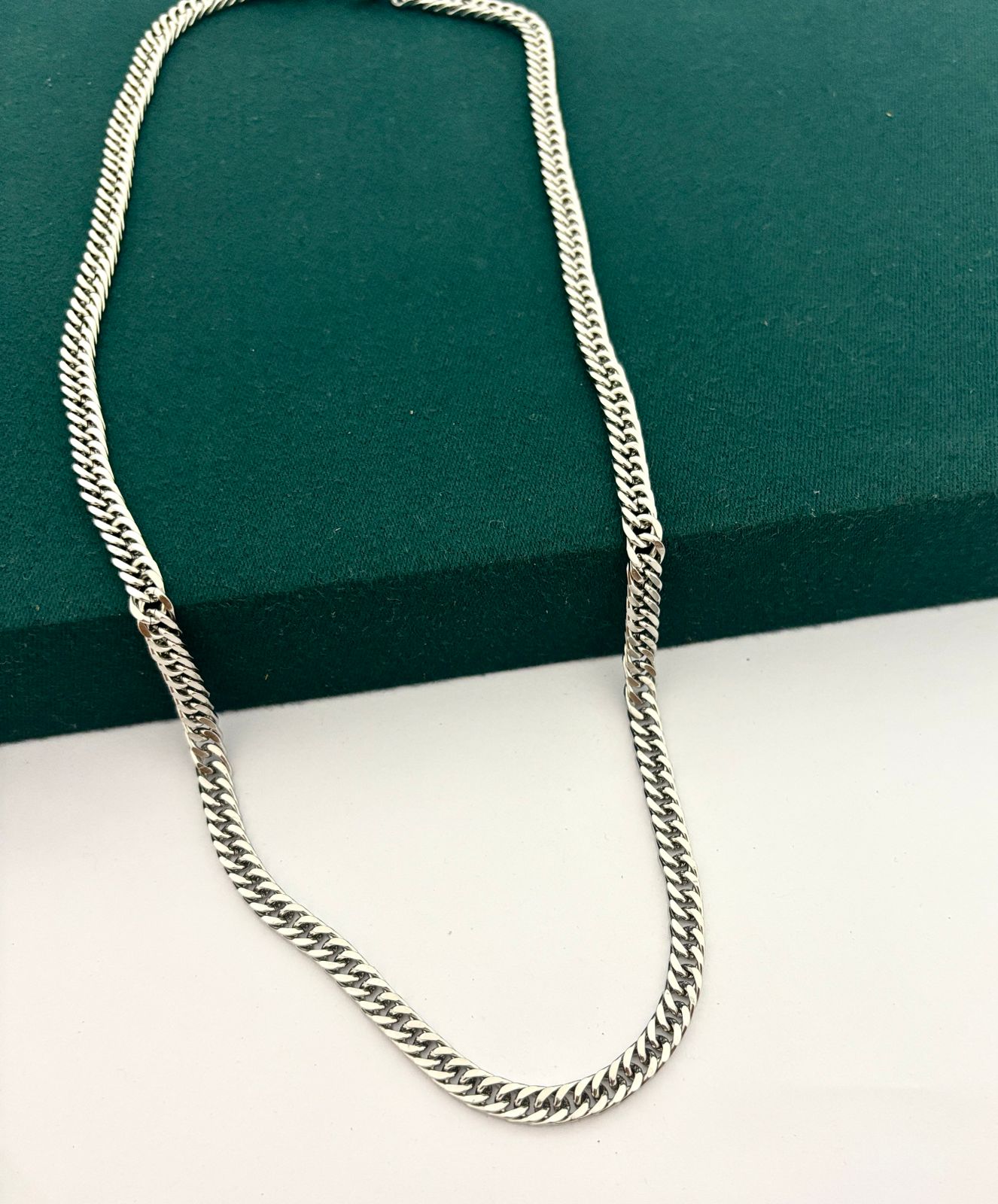 Criss Cross Silver Men Chain Necklace (Stainless Steel) - Nimé By Shop Trendys