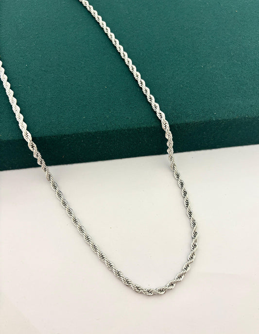 Thick Spiral Silver Men Chain Necklace (Stainless Steel)