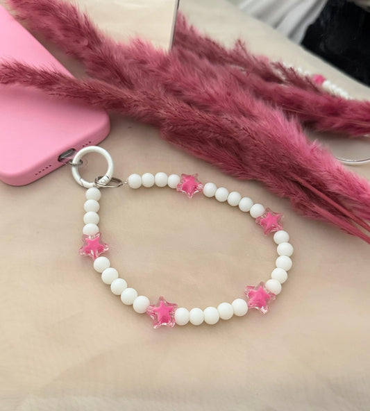 Matt White Beads Pastel Flower Phone Hanging