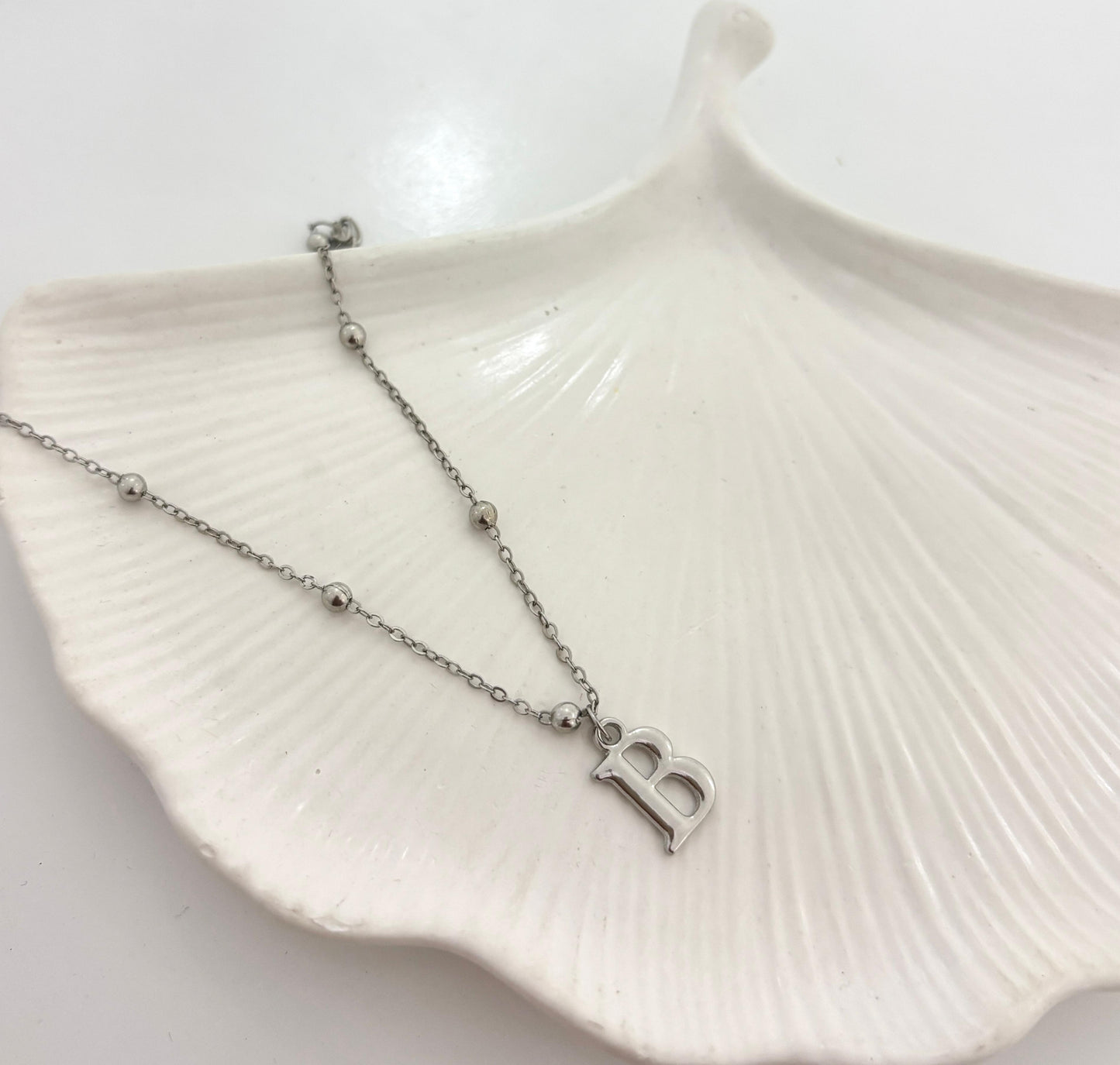 Silver Ball Chain Initial Women Necklace - Nimé By Shop Trendys