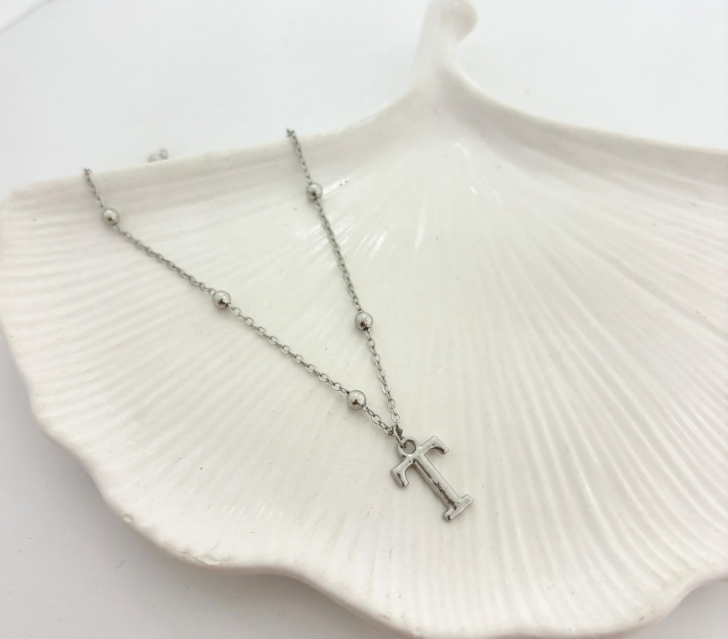 Silver Ball Chain Initial Women Necklace - Nimé By Shop Trendys
