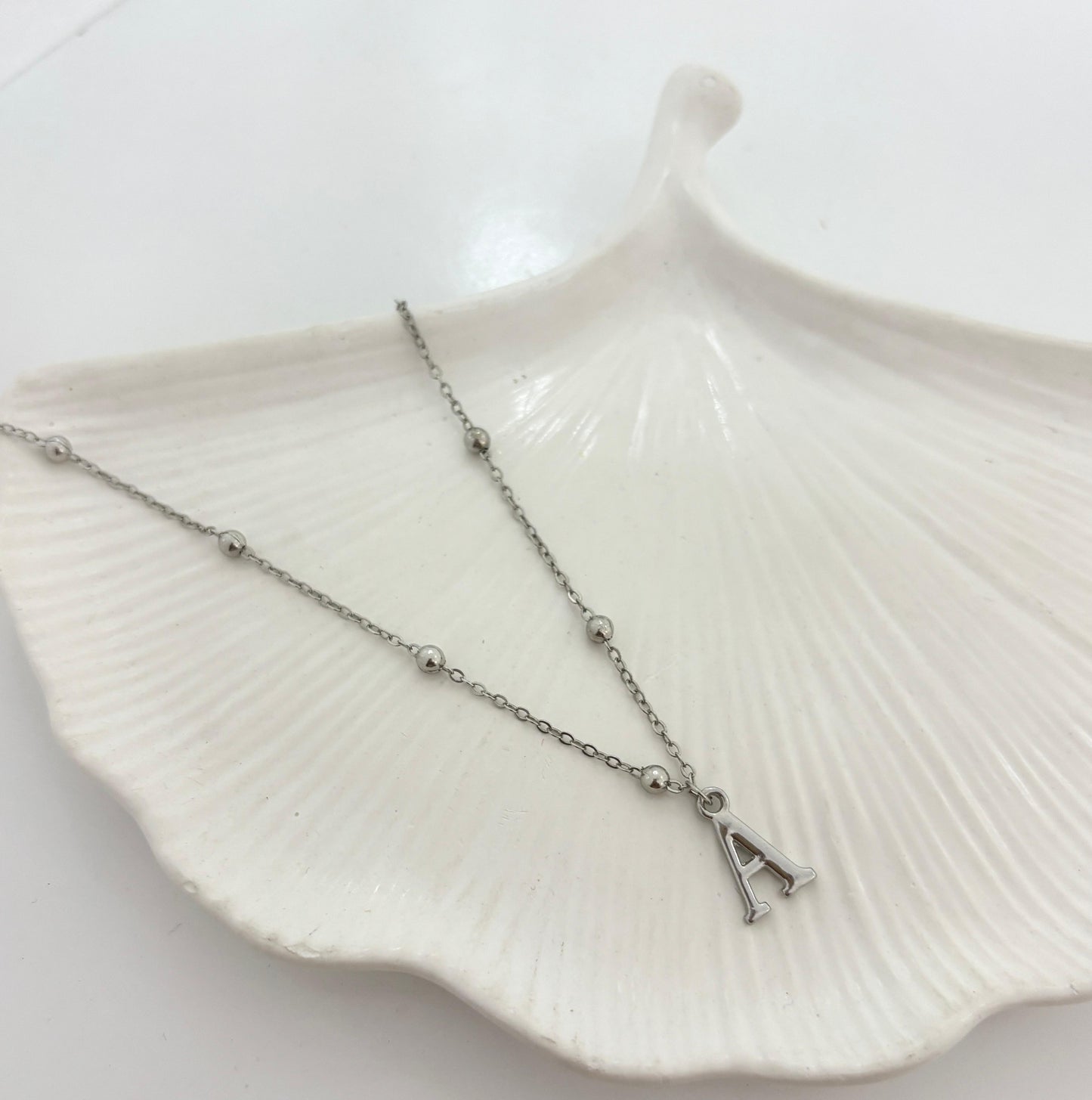 Silver Ball Chain Initial Women Necklace - Nimé By Shop Trendys