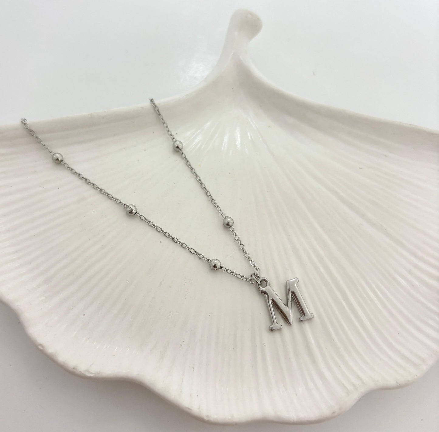 Silver Ball Chain Initial Women Necklace - Nimé By Shop Trendys