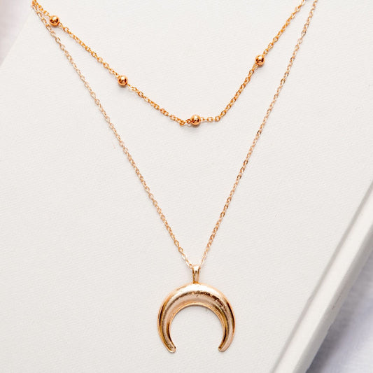Moon Two Layered Women Necklace - Nimé By Shop Trendys