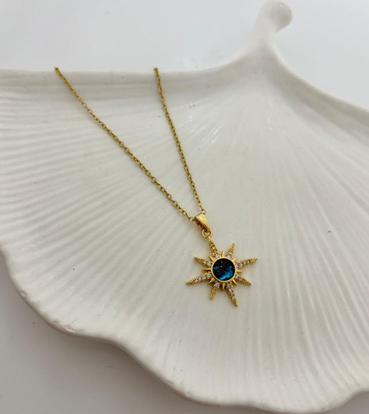 Blue Celestial Star Golden Women Necklace (Stainless Steel)
