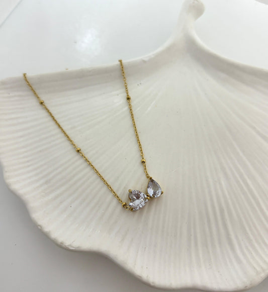 Golden Toi-et-Moi Women Necklace (Stainless Steel)