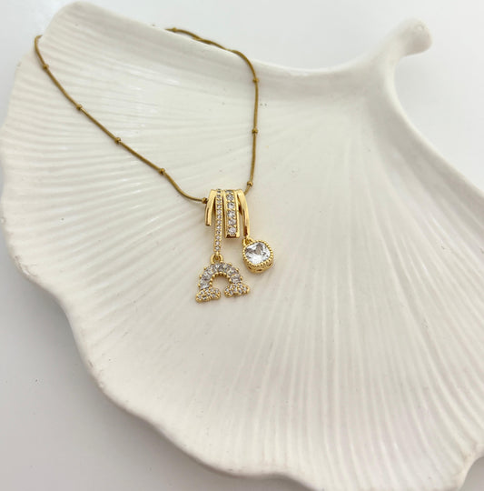Golden Rainbow Multi Charm Women Necklace (Stainless Steel)