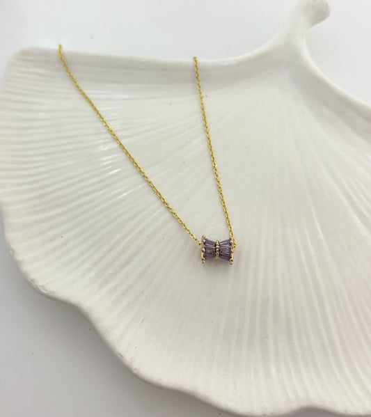 Golden Lavender Haze Women Necklace (Stainless Steel)