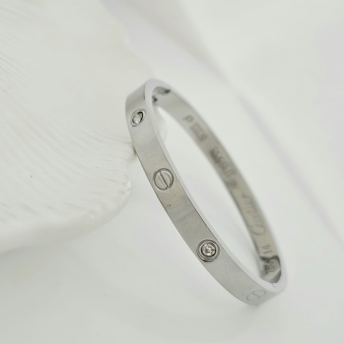 Silver Cartier Circle Women Kada Bracelet (Anti Tarnish) (Small Size)