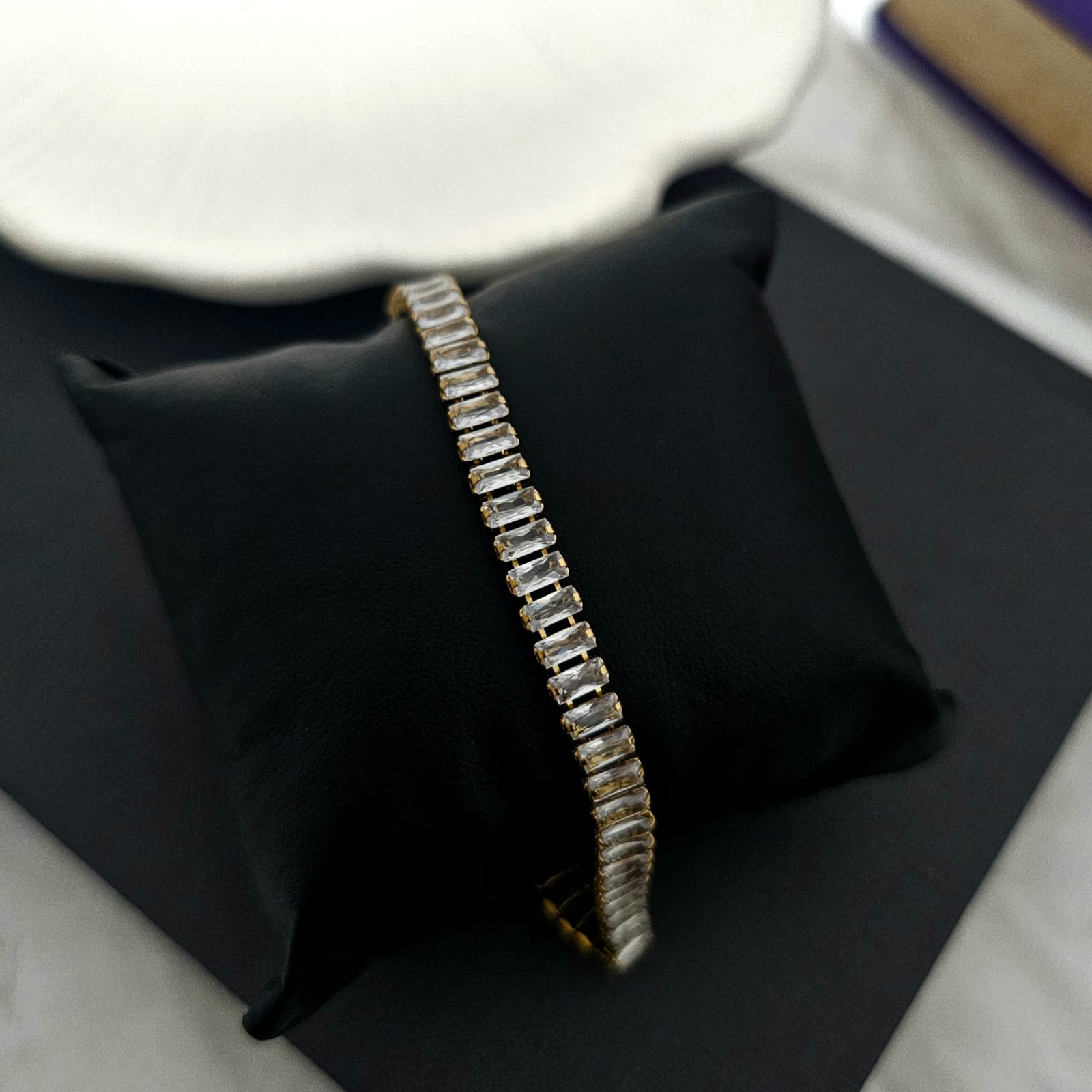 Women Golden Rectangle Tennis Bracelet (Anti Tarnish) - Nimé By Shop Trendys
