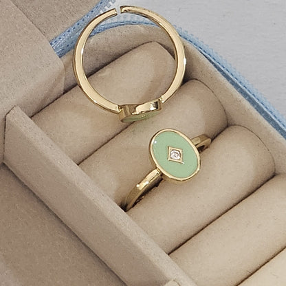 Minimal Coin Enamel Ring - Adjustable - Nimé By Shop Trendys