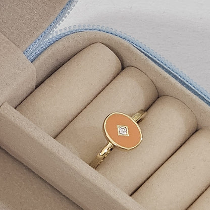Minimal Coin Enamel Ring - Adjustable - Nimé By Shop Trendys