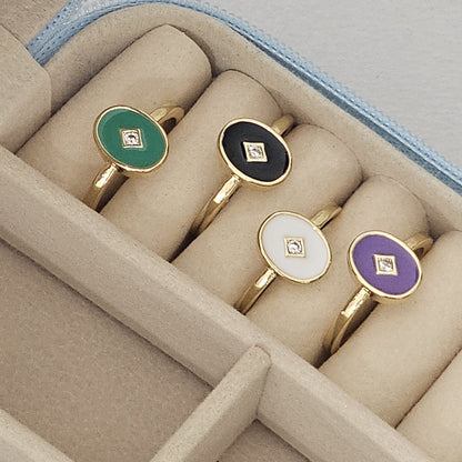 Minimal Coin Enamel Ring - Adjustable - Nimé By Shop Trendys