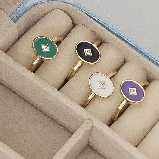 Minimal Coin Enamel Ring - Adjustable - Nimé By Shop Trendys