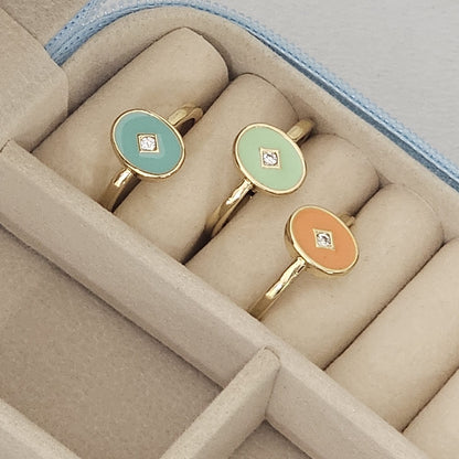 Minimal Coin Enamel Ring - Adjustable - Nimé By Shop Trendys